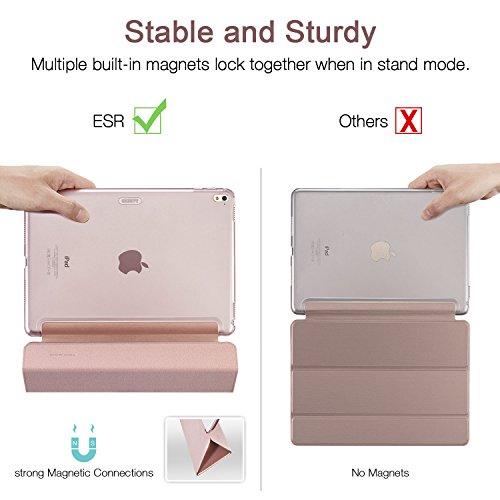 iPad Pro 9.7 Hülle, ESR® Yippee Series Auto aufwachen / Schlaf Funktion Wickelfalz Ledertasche mit Lichtdurchlässig Rückseite Abdeckung Leichtgewicht Schutzhülle für iPad Pro 9.7 Zoll (Rose Gold) - 4