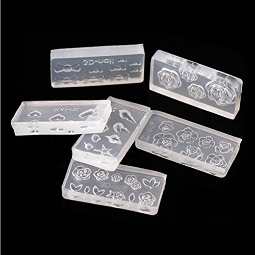 Bluelans® 6X 3D Nail Art Nägel Mold Form Schablonen Modul Acryl Deko DIY - 4