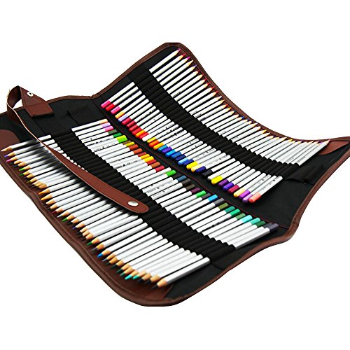 NIUTOP Canvas pencil wrap  sostenedor del l  piz 72 color l  pices caso rollo multiusos bolsa de arte de la oficina de la escuela  72- Negro 