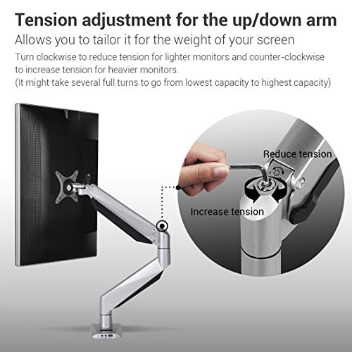 Fleximounts D7L Gasfeder Monitorhalter Tischhalterung Standfuß für 10 „-34“ LCD LED TV Bildschirme Flachbildschirm, Belastbarkeit:6-15 kg, neigbar, schwenkbar 360°, höhenverstellbar - 5