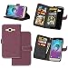 Produktbild Samsung Galaxy J3 2016 Hülle, Galaxy J3 2016 Handyhüle, Alfort Retro Matte Einfarbige Farbe Prämie PU Ledertasche Multifunktional Lederhülle Tasche Wallet Case Cover Schutzhülle für Samsung Galaxy J3 ( 2016 ) Smartphone 5.0" mit 9 Kartenfächer / Foto-Slot und Standfunktion ( Rose rot )