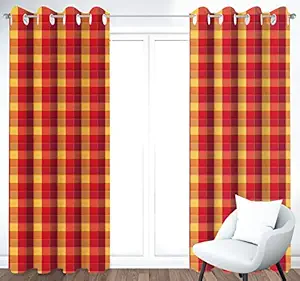 AIRWILL Cotton Handloom Weaved Designer Door Curtains, 4 x 7ft, 120cm Width and 210cm Length(Red) - Pack of 2