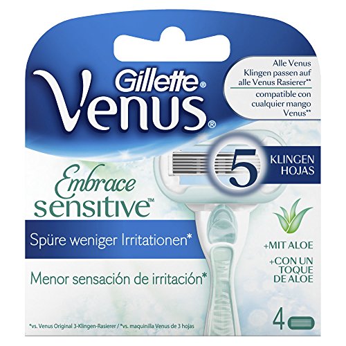 Gillette venus embrace sensitive - ladies razor refills, set of 4