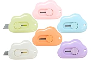 CIOUYAOS 6pcs Brieföffner, Mini Cuttermesser Klein Paketöffner Utility Knife, Sicherheits Box Cutter für Clean Girl Aesthetic Schule Büro Haus Stuff (6 Wolken)