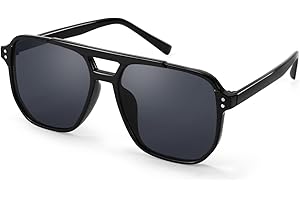 FEISEDY Retro Occhiali da Sole Quadrati Donna Uomo Anni '70 Occhiali Vintage Moda Classici con Doppio Ponte Protezione UV400 B2835