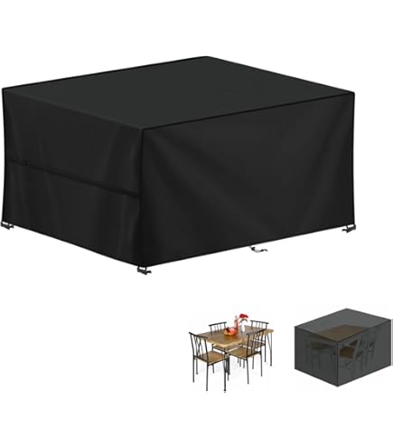 Funda Impermeable Para Mesa De Jardín - 500x400x95 Cm, Tela Oxford 420D, Con Cordón Ajustable, Protección UV