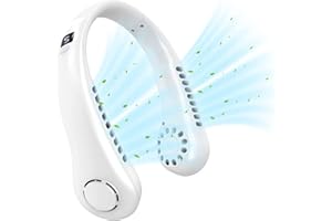 DSLIHA Ventilador de cuello portátil para colgar, recargable por USB, mini ventilador de cuello, ventilador portátil con 5 velocidades ajustables y monitor para hombres y mujeres, viajes y deportes