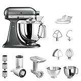 KitchenAid Küchenmaschine Artisan | 5KSM175E | STARTER PAKET inkl. Gemüseschneider, Fleischwolf und Standardzubehör | Dein Einstieg in die KitchenAid-Welt! (Medallion-Silber)