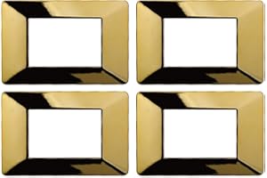 ZOREI 4 Pezzi Placche Compatibile Con Vimar Plana, Placche In Plastica (3 Posti/Moduli,Oro Lucido)