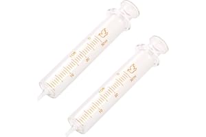 SKYPRO Confezione da 2 siringhe in vetro riutilizzabili, da 30 ml, diametro standard, adatte per campioni di laboratorio
