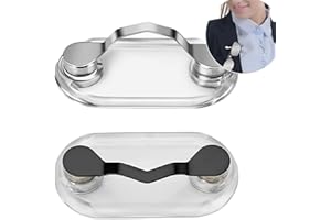 VPOUERY 2 Pezzi Portaocchiali Magnetico Clip per Badge in Acciaio Inossidabile può Essere Attaccato a Vestiti, per Occhiali, Occhiali da Sole Carta d'identità Argento + Nero