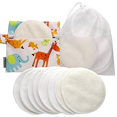 SmartFami Les Meilleurs Coussinets d’Allaitement Organiques Lavables en Bambou (Pack de 8) avec Sac à Lessive et Linge par SmartFami, Tampons pour Poitrine, Ultra Douces, Waterproof, Coussinets pour Soutien-gorge Anti-Fuites, Absorbants, Hypoallergéni…