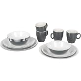 Bo-Camp - Tableware - 16 Pieces - Bicolour - Grey