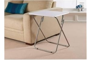GRACE NNVG Space Saving Table Reliable Folding Legs Picnic Garden Patio Bbq Party Table Home Furniture Office Compact Desk Study Desk with Metal Legs (White)