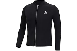RSSR Veste de plongée pour homme en néoprène de 2 mm avec manches longues et fermeture éclair sur le devant