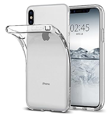 Spigen Coque iPhone X, Spigen® [Liquid Crystal] Ultra Fine TPU Silicone [Crystal Clear] Transparent / Adhérence Parfaite / Anti-trace Souple Coque pour Apple iPhone X (2017) - (057CS22118)