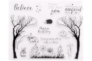 DZIXY Oltre 20 EUR 0 Spedizione Tree Rabbit Timbri Clear Stamps for Card Making DIY Scrapbooking Crafting Album Silicone Seals Sets for Journaling Decoration