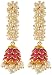 Rajasthani Traditions Pink Stone Studded Pearl Cluster Jhumki Earrings For Women & Girls RS.390.00