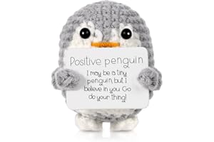MGKEOUF Mini Funny Positive Knitted Penguin, Penguin Toy with Positive Card, Cute Wool Inspirational Potato Penguin Emotional Support Crochet Doll Cheering Gift for Encouragement