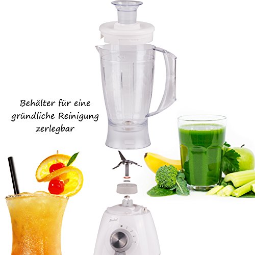 TZS First Austria – Standmixer mit 4 Klingen | 1,5 L | 4 Geschwindigkeitsstufen | Pulse Funktion | Standmixer für Babynahrung | Smoothie Maker Eiweißshakes | Shake | Blender | Mixer | weiß | BPA frei - 3