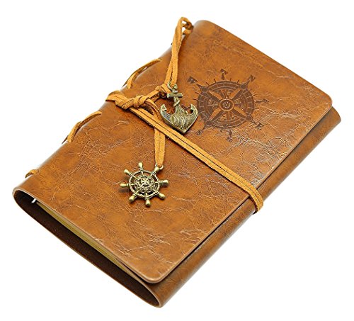 Tinksky Vintage Notizbuch klassische PU Leder Cover Journal Notebook Retro Spirale Ringbuch Tagebuch