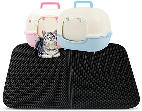 EZONTEQ Honeycomb Cat Litter Mats Double Layer, Water-Proof Cat Feeding Mat Litter Tray