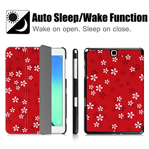 Fintie Samsung Galaxy Tab A 9.7 Hülle Case – Ultra Schlank Superleicht Ständer Smart Shell Cover Schutzhülle Etui Tasche mit Auto Schlaf / Wach Funktion für Samsung Galaxy Tab A 9.7 T550N / T555N 24,6 cm (9,7 Zoll) Tablet-PC, Fleur rouge - 3