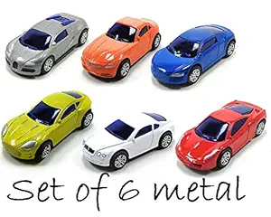 CocoRio Alloy car Metal Car, Die-Cast Pull Back Action Car Set of 6 Cars for Kids