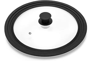 DANCING FINGER Coperchio Universale Silicone, Coperchi Multiuso in Vetro per Pentola Padelle, 22/24/26cm,Manico Termoresistente, Lavabile in Lavastoviglie