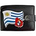 Produktbild Uruguay Flagge KLASSEK Herren Geldbörse Portemonnaie Brieftasche Uruguayischen Wappen aus echtem Leder schwarz Uruguay Geschenk Präsent Mit Metallbox