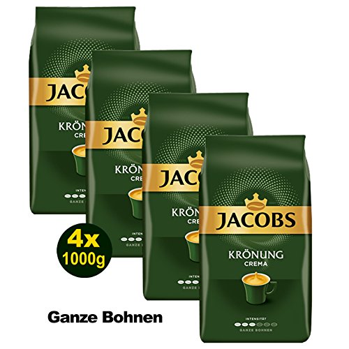 Jacobs Kaffee Krönung Crema, Ganze Bohne 4x 1000g (4000g) - Ausgewählte Kaffeesorten!