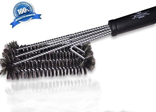 3 in 1 Grill Cleaning Brush By All Times Finest - Extra Long Handle (18”) - A Must a for Any Grill Fanatic - Suitable for All Grill Types (From Ceramic, Porcelain to Infrared and Everything in Between)