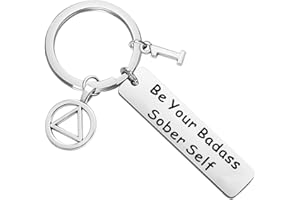 CENWA 1 Year 2 Years Sobriety Anniversary Be Your Bad-ass Sober Self Keychain Sobriety Gift