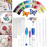  DIY Embroidery Pen Knitting Sewing Tool Kit Punch Needle Set + 50 Threads Sets