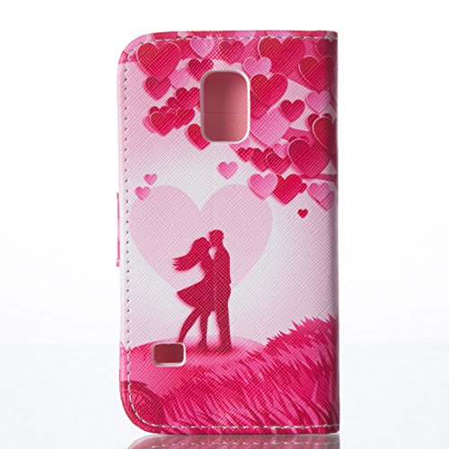 SKYXD für Samsung Galaxy S5 Mini Hülle Leder Romantic Couples Folio Klappbar Handy Tasche Schutzhülle [Magnet / Brieftasche Kartenfach / Standfunktion] Klapphülle mit [Handyanhänger + Eingabestift] Zubehör Set für Samsung Galaxy S5 Mini Case Bookstyle Flip Leather Cover With [Stylus and Dust Plug] - 3