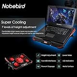 laptop kühler 17 zoll testsieger 【Ultra Leistungsstarke und Leise Kühlung】 Fünf leise Lüfter sorgen für optimalen Luftstrom, der größte Lüfter erreicht bis zu 1100 Umdrehungen pro Minute, kühlt Ihren Computer tief und sorgt für eine sichere und geräuschfreie Umgebung. rote LED leuchtet auf, um sicherzustellen, dass der Laptop-Kühler läuft.