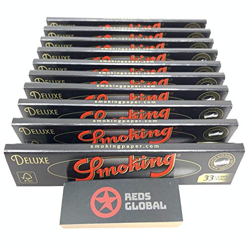 Reds Global Brand Exclusive 2 Tips Packs and Smoking King Size Rolling Papers (Deluxe 10 Booklets)