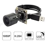 ELP Low illumination Camera USB H.264 Full HD 1080P Webcam with 2.8-12mm Varifocal Lens for Industrial, Machine Vision