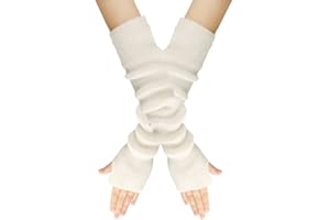 LUMoony 1 Pairs Damen Winter Handschuhe Gestrickte Armstulpen Elastische Stretch Stricken Arm Handschuhe Armstulpen Winter Daumenloch Armwärmer Lange Handwärmer Stricken Armlinge Pulswärmer