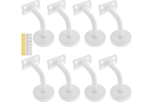 KMERCE Supporti per Corrimano per Scale, Supporti per Rampa Scala in Acciaio Inossidabile, 60x80 mm, per Rampe per Scale, Supporto o Balaustra Interno ed Esterno (8, Bianco+Arco di Giunto)