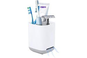 KEWUZY Porta Spazzolini Bagno in Plastica, Organizer Portaspazzolino Elettrico da Bagno, Spazzolino da Denti Staccabile Stand, con Fondo Antiscivolo, 3 Scomparti, Grigio