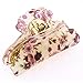 Lady Flower Pattern Press Spring Hair Claw Clamp Hairclip Gold Tone