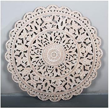 Orientalisches Wandbild Mandala Hira 90 x 90 cm weiß braun