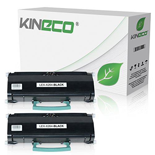 2 Toner kompatibel zu Lexmark 0X264X21G X264 X363 X364 DN DW - Schwarz je 9.000 Seiten