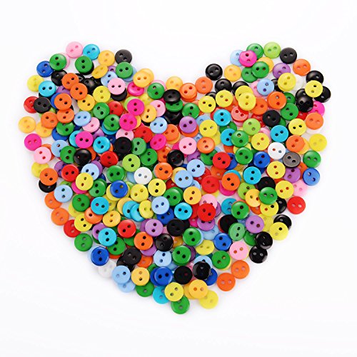 Shappy 1050 Stück Harz Knopf 2 Loch Rund Nähen Flatback Knopf für Nähen Kunst DIY Handwerk mit Nähen Garn und Box, 14 Farben - 2
