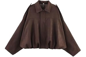 GENERICO Giacca Moto Bomber Donna In Finta Pelle Scamosciata Con Colletto Risvolto Giacca Softshell Caldo Primavera Inverno Maniche Lunghe Vintage Cappotto Giubbotto Donna Invernale Moda Camoscio Giacche