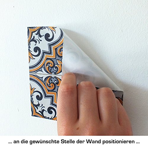 Dekorative Stickerfliesen mit tollen Motiven und Ornamenten für Wände und Fliesen | 12 teiliges Set | seidenmatt | 15x15cm - 5