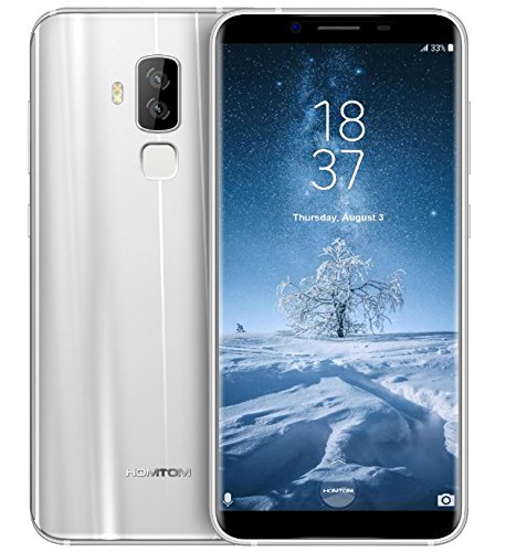 HOMTOM S8 - 5.7 pulgadas (18: 9 ratio full vision) Android 7.0 4G smartphone, 13MP cámara delantera + (5MP + 16MP) Cámara trasera dual, Octa Core 1.5GHz 4GB + 64GB - Plata