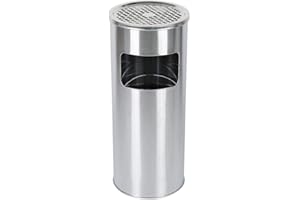MAYMA Pattumiera con posacenere per esterno, posacenere su piedistallo in acciaio inox con pattumiera, pattumiera, posacenere, altezza 60 cm, interno ed esterno