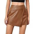 Mrugneni Faux Leather Front Panel Short Skirt